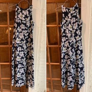 Banana Republic Navy Dress with Silver Flowers